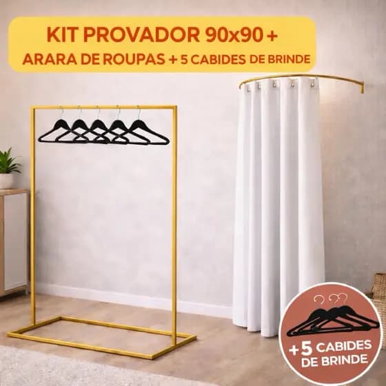 Combo Provador Boutique + Arara Expositor + 5 Cabides