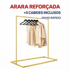 Arara Expositora 1,30m Para Loja Closet Boutique + 5 Cabides