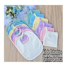 KIT DE 1 BABADOR E 1 PANINHO DE BOCA 100% ALGODÃO BEBÊ ENXOVAL MATERNIDADE