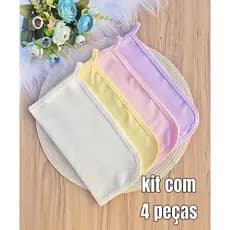 Kit 4 PANINHO DE BOCA BABETE EM MALHA PARA BEBÊ 100% ALGODÃO ENXOVAL MATERNIDADE