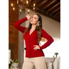 Cardigan Casaquinho De  Elastano Com Botao