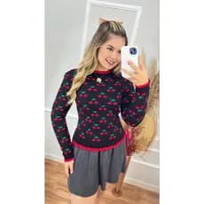 Blusa Cereja Cherry Tricot Direto Fabrica