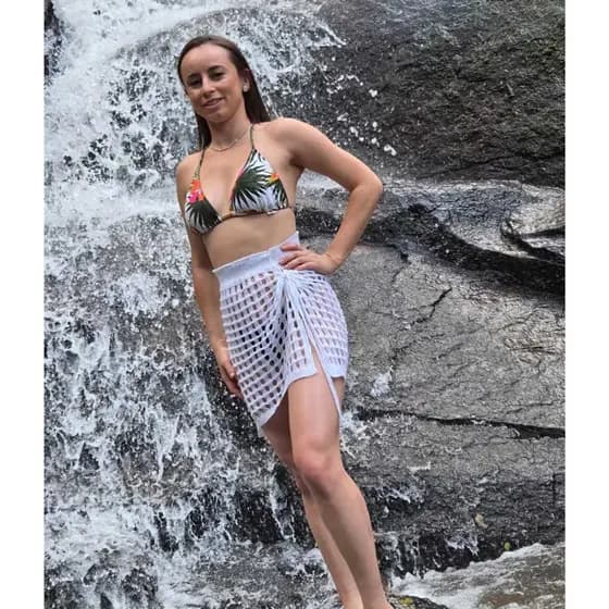 Saia Saida De Praia Feminina Rendada Tricot Com Cordao Ajustavel Tendencia 2026 Moda Verao Confotavel Elegante