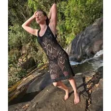 Vestido Saida De Praia Rendando Croche Feminino Moda Verao 2026