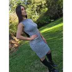 Vestido de Trança Feminino Tricot Longo Tendencia Moda 2026