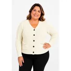 Casaco de Senhora Plus Size Feminino Grande Inverno Tricot G Com Botao