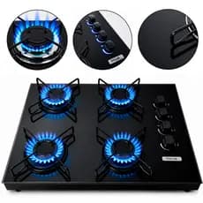 Fogão Cooktop De Mesa Portátil A Gás 4 Bocas Euro Stelar Preto