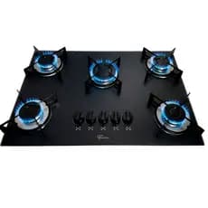 Cooktop Fischer 5 Bocas a Gás Vidro Temperado Bivolt Acendimento Superautomático Trempe Esmaltada