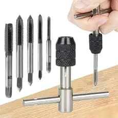 Conjunto de torneira m3/m4/m5/m6/m8 com brocas helicoidais e chave tipo t, máquina de rosca manual, reamer, broca manual