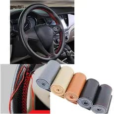38cm DIY Capa De Volante Do Carro Fibra Couro Com Agulha Trança No SkidProof Estilo Acessórios Interiores