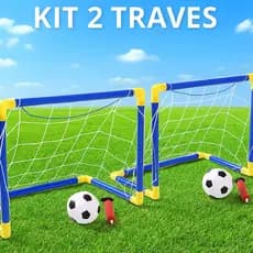 Kit 2 Trave Golzinho Futebol Rede e Bola Brinquedo Trave Futebol Infantil com Bola Gol Esporte