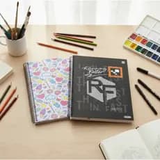 Caderno 10 Matérias 160 Folhas Capa Dura Grande Feminino e Masculino Estampas Variada Universitário