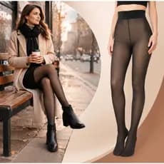 Kit Calça Térmica Peluciada Translúcida Preta Segunda Pele Aveludada Inverno Aquecimento Meia Calça