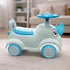 Andador Infantil Rinoceronte Andador Bebê Empurrador Primeiros Passos Rodinhas Carrinho Interativo
