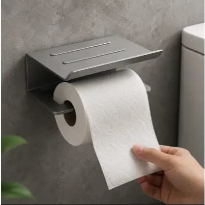 Suporte Banheiro Aço Inox Premium Fixação Papel Higiênico Organizador Acessório Porta Papel Sortido