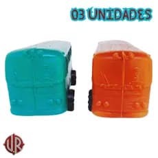 Kit 03 Carrinho Mini Ônibus de Plástico Bolha Brinquedo para Colecionador Prendas e Lembrancinhas