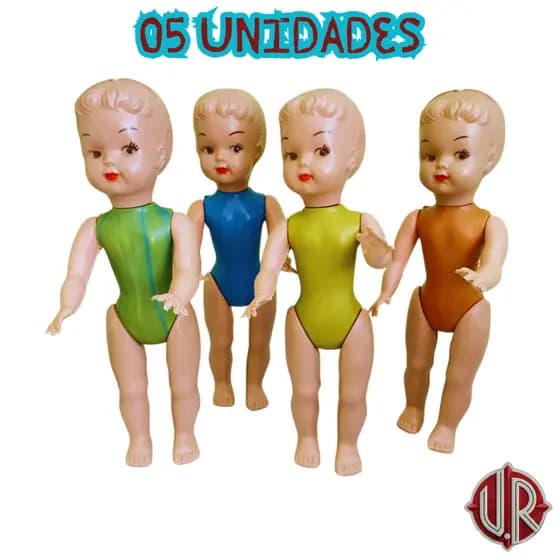 Kit 05 Boneca Colorida Retro Anos 80 Oroginal c/ Articulação Móvel Brinquedo Tamanho M 38cm