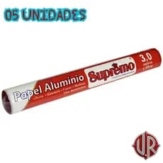 Kit c/ 05 Rolos de Papel Alumínio Supremo para Cozinha Protetor Fogão 3mX30cm