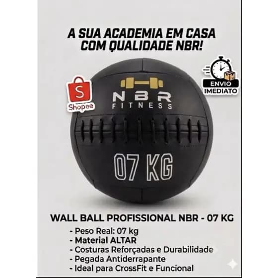 Wallball Funcional 07kg Medicine Crossfit Boll Treinamento Clínica Fisioterapia Futebol