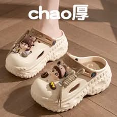 Bonito dos desenhos animados Baotou sandálias chinelos sapatos de praia de sola grossa buraco sapatos femininos verão mo