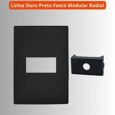Espelho (Placa) 4x2 com Furo Linha Ouro Preto Fosco RADIAL