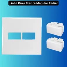 Espelho (Placa) 4x4 com 2 Módulos Interruptor Simples Linha Ouro Branca Modular RADIAL
