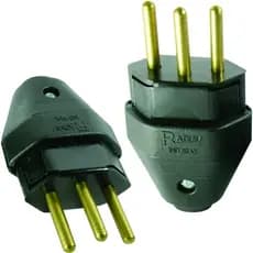 Plugue Macho Preto 2 Pólos + Terra 10a Maciço Radial c/ 10