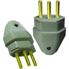 Plugue Macho Cinza 2 Pólos + Terra 10a Maciço Radial c/ 10