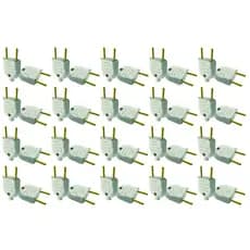 Plugue Macho Cinza 2 Pinos Maciços Radial Kit 20 Peças