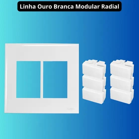 Espelho (Placa) 4x4 com 6 Interruptores Simples Linha Ouro Branca Modular RADIAL