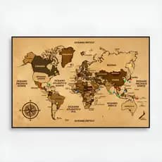 Quadro De Cortiça Painel Decorativo 90x60 Mapa Mundi ou Mapa do Brasil Para Pinar Marcar Viagens