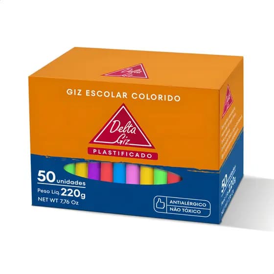 Giz Lousa Plastificado Colorido Delta Master AntiAlérgico  50unid