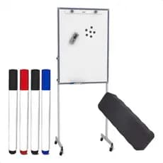 Flip Chart Magnético Quadro Branco Cavalete Suporte Rodas  + 4 Canetas Marcadores e Apagador