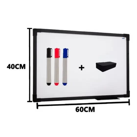 Quadro Lousa Branco Uv Soft Colors 60x40 Moldura Preta Stalo Acompanha Canetas e apagador