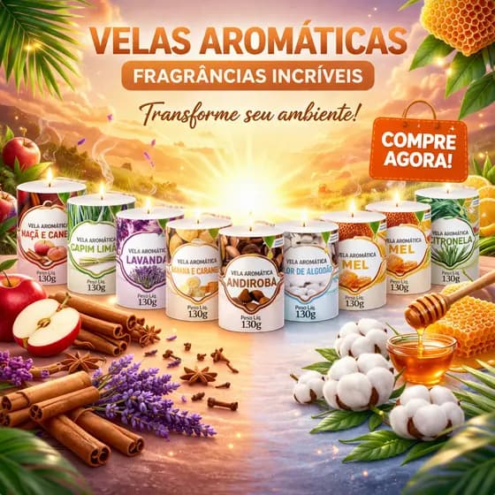 Kit 2 Vela Aromática Perfumada Cheirosa Decorativa 130g 72 horas Diversos Aromas