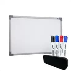 Quadro Branco 60x40 cm Lousa Com Moldura MDF alumínio soft com 4 canetas e apagador