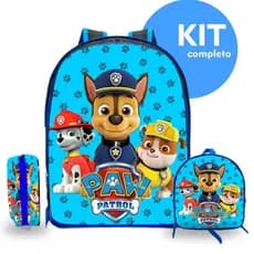 KIT mochila escolar infantil Patrulha canina com lancheira e estojo