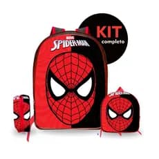 KIT mochila escolar infantil do homem aranha  com lancheira e estojo