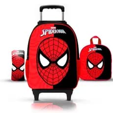 Mochila Escolar infantil Homem Aranha Menino De Rodinhas- REFORÇADA