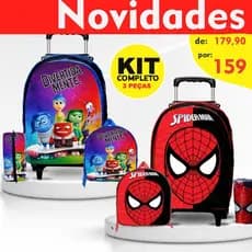 Kit mochila Escolar Infantil Com Lancheira e Estojo personagens