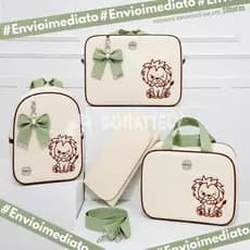 Kit Maternidade 4 Peças Bordado Safari térmico l Impermeável l trocador Luxo DONATELLY