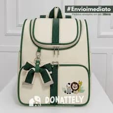 Mochila Maternidade Multiuso Bordado l Térmica I Impermeável com Faixa e Laço DONATELLY