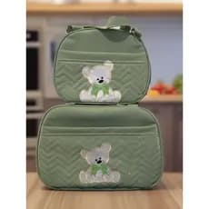 Kit de Bolsa Maternidade 2 peças Personalizado com Urso I Impermeável Térmica I Menino Menina DONATELLY