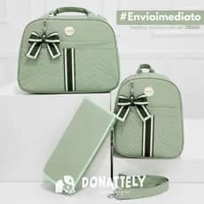Kit de Bolsa Maternidade 3 Peças com Faixa e Laço, Térmica e Impermeável DONATELLY