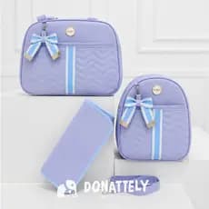 Kit de Bolsa Maternidade 3 Peças com Faixa e Laço, Térmica Impermeável DONATELLY
