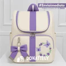 Mochila Maternidade Multiuso Bordado l Térmica Impermeável com Faixa e Laço DONATELLY