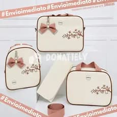 Kit Maternidade 4 Peças Bordado Safari térmico l Impermeável l trocador Luxo (DONATELLY)