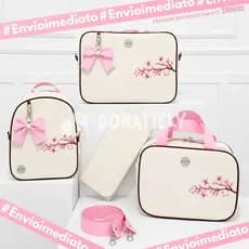 Kit Maternidade 4 Peças Bordado Safari térmico l Impermeável l trocador bolsa DONATELLY