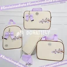 Kit Maternidade 4 Peças Bordado Safari térmico & Impermeável l trocador Luxo DONATELLY