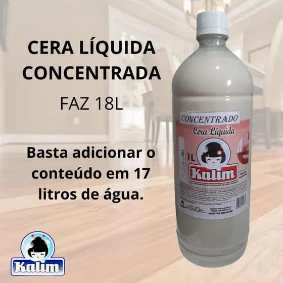 Cera Líquida Doméstica Para Pisos Concentrada A Base De Carnaúba 1 Litro Que Faz 18 Litros Alto Rendimento